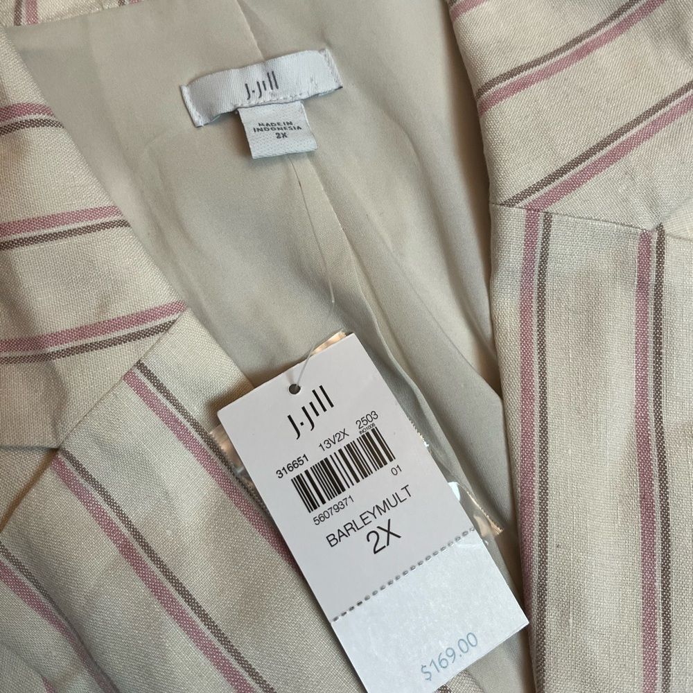 J.Jill Linen Stretch Double Breasted Linen Blazer Size 2X NWT - Picture 3 of 6